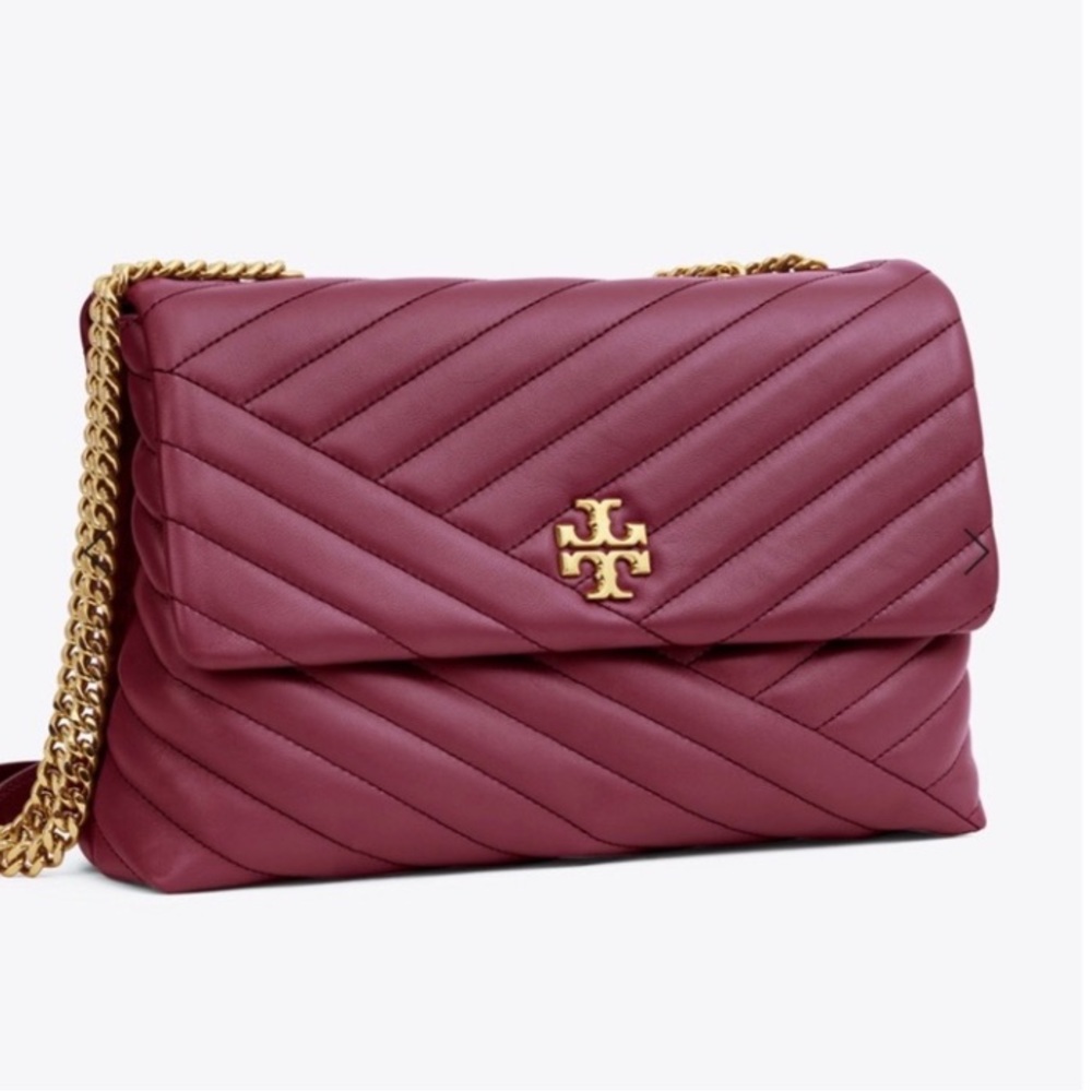 Tory Burch Kira Chevron Burgundy Quilted Shoulder Bag